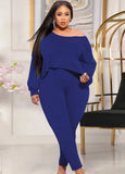 Plus Size Casual Long Sleeve Irregular Top And Skinny Pants