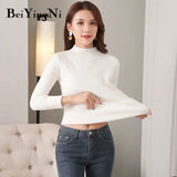 Women Sweaters Pullovers Fleece Warm Thick Elasticity Female Clothes Slim Jumper Autumn Winter Knitted Sweater