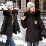 Send To Overcome The Female Winter 2024 New Add Velvet Add Thick Cotton-Padded Clothes Korean Version Loose Cotton-Padded Jacket Close Waist Down Cotton Jacket Coat-Outfit