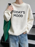 Women's Letter Print Crewneck Twill Cotton Loose Sweatshirt Blue Gray Beige Long Sleeve Casual