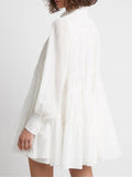 Casual Solid Shirt Dress Female Lapel Collar Long Sleeve Patchwork Folds High Waist Loose Dresses Female 2023 Clothing