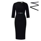 African Fashion Big Collar OL Tongle Temperament Elegant Bag-Upped Pencil Dress
