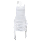 Toloer Ins Spring Pure Desire Sexy V-Neck Stereo Flowers Ribbon Slim Hot Girl