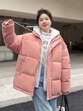 Winter Women Down Jacket Oversize Loose Hooded Female Puffer Jackets Short Padded Solid Womens Down Parka Warm