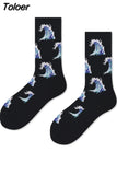 Harajuku Men Socks Funny Colorful Cartoon Dot Striped Sokken Casual Japanese Style Street Skateboard Calcetines
