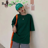Cotton Harajuku T-shirt Female Loose Casual Korean Hipster Woman's T Shirt 2020 Summer Basic Vintage Tops Women