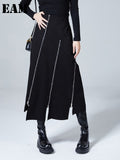 High Waist Black Zipper Irregular Design Long Casual Half-body Skirt Women Fashion Tide New Spring Autumn 2023