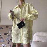 Elegant Solid Shirt For Women Lapel Long Sleeve Minimalist Casual Blouses Female Spring Clothing Style New