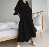 Hooded Loose Big Size Long Dress Casual Temperament Maxi Shirt Dress