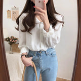 Spring white femme long Sleeve Patchwork cotton Women Shirts Casual Loose Women cute Blouses Female Top vetement
