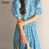 Daisy Floral Summer Women Dress 2023 Vintage Chic Loose Print Long Dresses Women High Waist Casual Dress Vestidos