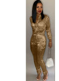 Winter Sequined Zip Up Long Sleeve Formal