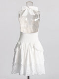 2025 Summer New Fashion Sexy Hanging Neck Hollow High Sense Sleeveless Solid Color Dress