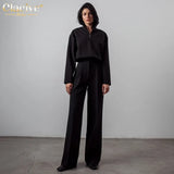 Fashion Straight Pants Set Woman 2 Pieces Casual High Waist Trousers Suits Elegant Shirt Two Piece Pants Set