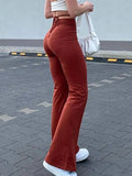 Lace Up Stretch Flare Leg Pants-Outfit