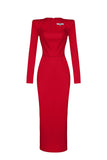 New Women's Autumn New Horn Long-Sleeved Belt Dress Fashion