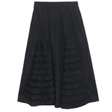High Elastic Waist Black Pleated Irregular Casual Long Half-body Skirt Women Fashion Tide New Spring Autumn 2023