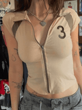 Vintage Zip Up Crop Top-Outfit