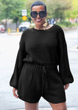 Adjustable Drawstring Long Sleeve Sweater