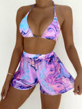 Toloer 3 Piece Bikini Swimwear 2023 New Print Split Ladies B619w-Outfit