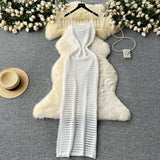 Grid Sling Dress Women's Summer New Folding Coat Wearing Long Body Dressing Vest Burqa