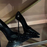 New High-Heeled Women's Summer With Skirt Black Fine And Spring And Autumn New Red Primer Leather Tip Sexy