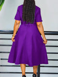 Women's 2025 Summer New Fashion V-Neck Elegant Short-Sleeved Waist A-Size