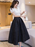 Skirt for Women 2023 Faldas Mujer De Moda High Waist Slim Floral Vintage Black Skirts A-line Temperament Office Lady
