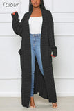 Streetwear Warm Knitted Open Stitch for Women Y2K Clothes Casual Solid Color Full Sleeve Side Pockets Thick Cardigan
