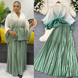 Suit Female Strap To Waist Gradient Color Pressure Folding Shirt High Waist 100 Folded Skirt Two