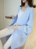 Fashion Autumn Winter Medium Length Sweater Coat Women's Knitted Cardigan Bat Sleeve Solid Color Coat Oversized