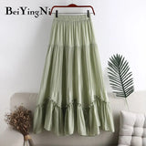 Korean Irregular Pleated Skirt Women Fashion 2020 Kawaii Elegant Elastic High Waist Skirts Female Preppy Casual