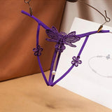 Tback temptation underwear female hollow embroidery thong sexy pearl pendant free open transparent sexy t pants