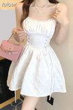 Temperament Robe Femme Sexy Dresses Women Slim Waist Backless Sling Black Vestido Feminino Lace Up Summer Backless Y2k