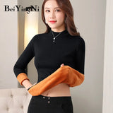 Women Sweaters Pullovers Fleece Warm Thick Elasticity Female Clothes Slim Jumper Autumn Winter Knitted Sweater