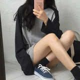 Oversize Fashion Autumn Women Long Tees Long Sleeve Loose Casual Tops Round Neck Spring Color Patchwork Female