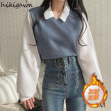 Blouses Women Chic Fake Two Thicked Shirts 2023 Blusas De Mujer Loose All-match Temperament Korean Tops Female