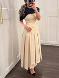 Temperament Dress Women 2025 Spring And Summer New Bump Color Splicing High-End Shawl Skirt
