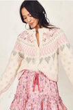 Jastie Chic Patchwork Cardigan Christmas Sweater Women Open-knit Long Sleeves Women's Stripe Alpaca Blended
