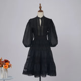 Dress Eugen Yarn Half-Open Lantern Sleeve Middle Sleeve Dress Lace Lace To Receive Waist