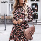 Spring Summer Dress for Women 2023 New O-neck Print Floral Long Sleeve Dress Women Casual Dresses Elegant Vestidos