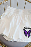 High waist shorts Anime Hip hop Print Casual Women's shorts Black High Waist fashion Shorts female Summer Woman