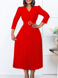 Women's Clothing 2025 Autumn New V-Neck Fashion Temperament Elegant Folding Skirt
