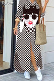 For Women 2023 Spring Summer Casual Loose Print Long Shirt Dress Button Up Long Sleeve Midi Elegant Vintage