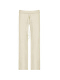 Solid Turned Waist Tie Up Flare Leg Pants-Outfit