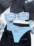Bandeau Strapless Solid U-ring Two Piece