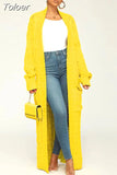 Winter Open Front Chunky Cardigan for Ladies Long Sleeve Cable Knit Floor Length Coat Fashion Side Big Pockets