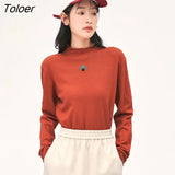 Women Sweater 2022 Winter Long Sleeve Half Turtleneck Knitted Pullover Black Apricot Orange Basic All Match
