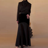 2025 New Color V-Neck Bubble Sleeve High-Waisted Temperament Irregular