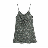 V Neck Paisley Print Bandage Sexy Mini Dress Sleeveless Party Club Strap Dresses Za Women 2021 Vestidos Summer Femme